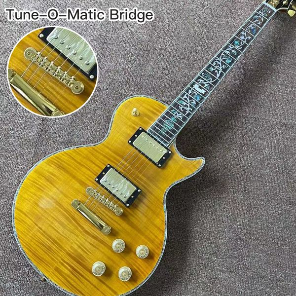 

custom shop.electric guitar tune-o-matic bridge pickups mahogany body tiger flame handmade 6 stings gitaar