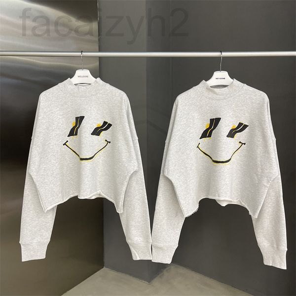 

women's hoodies & sweatshirts designer correct version w 21ss smiling face sweater short trendy women's thin ae9d, Black