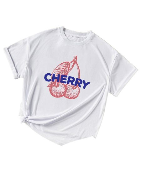 

cherry & letter graphic tee g3fy#, White