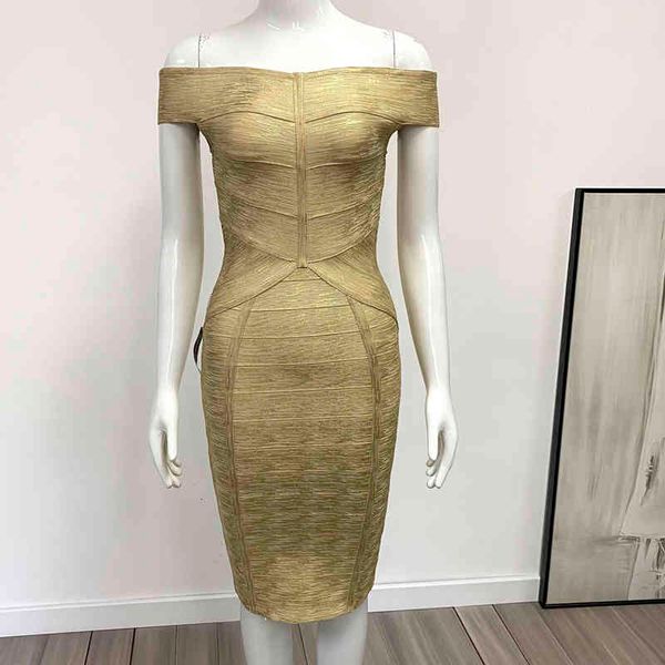 

casual dresses foreign trade original single high-grade precision bandage knitted imperial sister style one-line collar bronzing backless dr, Black;gray