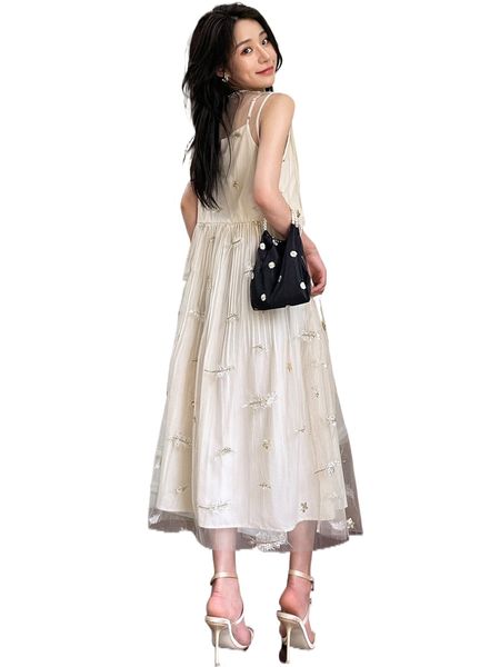 

dazy contrast sequin mesh overlay cami dress o64o#, Black;gray