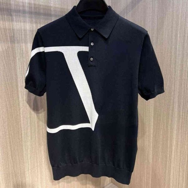 

high version polo shirt vt lapel short-sleeved t classic v embroidery simple business casual summer men's cotton t-, White;black