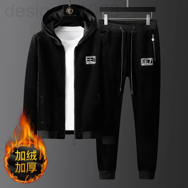 

men's jackets designer autumn and winter new men's plush thickened double-sided golden velvet hooded warm sweater leisure sports s, Black;brown