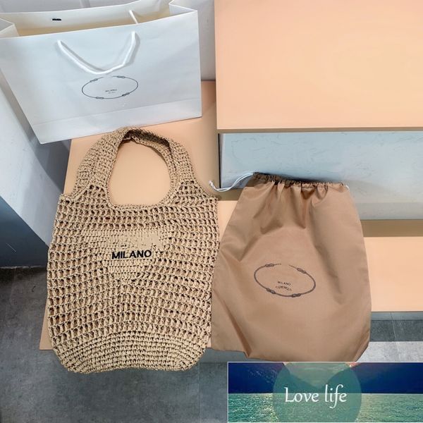 Bolsa oca Palha prática Bolsas de praia Vinho Fibra de coco Tricô Bolsa de ombro feminina Bolsa de ombro de alta qualidade 5A Bolsas de balde de compras Bolsas com letras bordadas