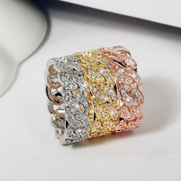 Cluster Rings Vintage Chain Micro Pave Lab Diamond Ring 925 Серебряное обручальное обручальное кольцо для женщин.