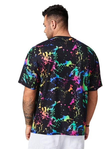 

extended sizes men splash ink print tee x3nd#, White;black