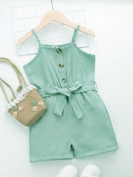 

toddler girls button front belted cami romper she, Blue