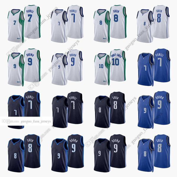 

custom printed 2022 new city basketball jerseys 7 powell 8 green 9 brown 10 finney-smith blue white black jersey size s--xxxl12, Black;red