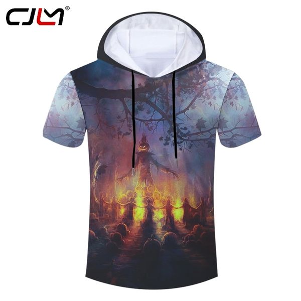 

man 3d printed punk rock halloween hooded tshirt mens clothing horrible flame scarecrow the listing hip hop tshirt 220623, White;black
