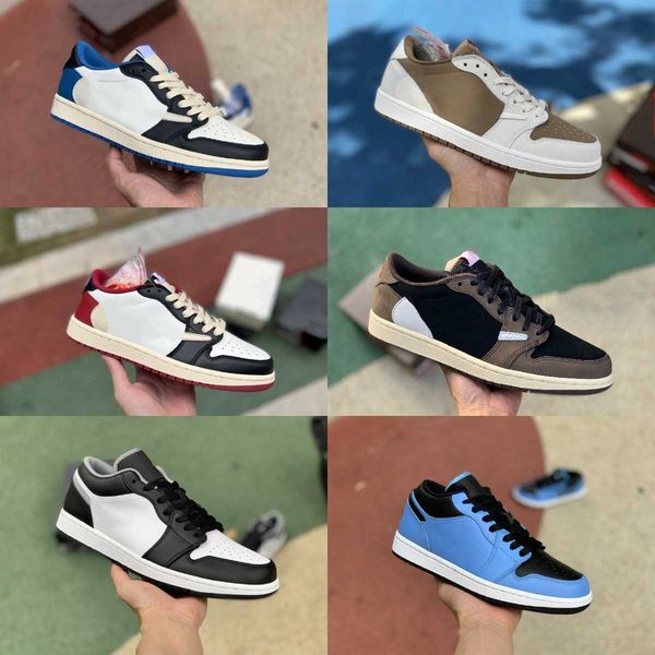 

2022 designer fragment jumpman x 1 1s low casual basketball shoes starfish white paris art red gold banned unc court purple black toe shadow