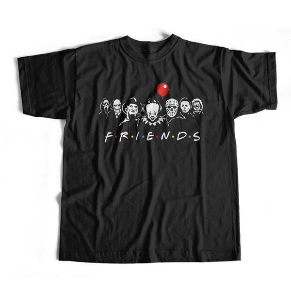 

100% cotton funny men t shirt horror friend print short sleeve t- tee s 220425, White;black
