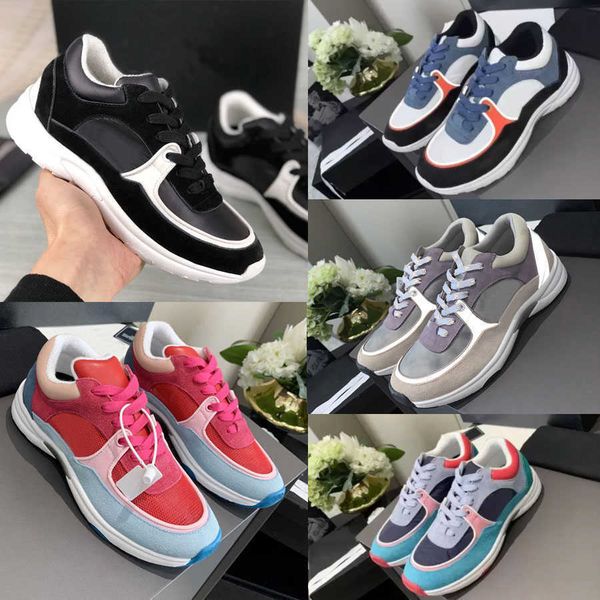 

designer calfskin casual shoes reflective sneakers vintage suede leather trainers fashion stylist shoespatchwork leisure shoe, Black