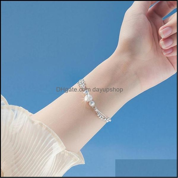 

bangle bracelets jewelry 925 sterling sier round bead charm bracelet bangle for women girls party bohemian fashion sl279 dr dh1kc, Black