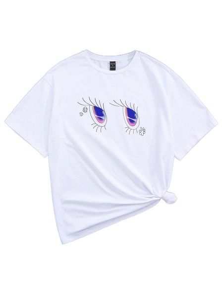 

x blandkimchi cartoon graphic round neck tee d3jx#, White