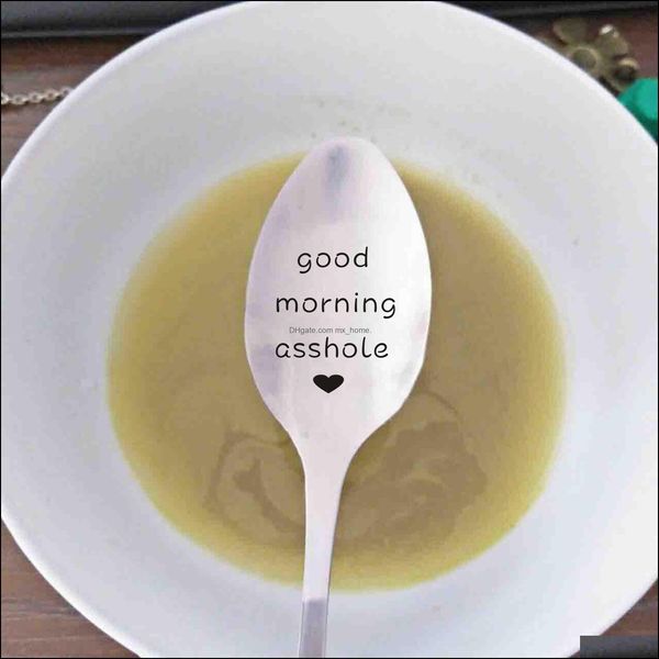Edelstahl-Laserschriftzug „Good Morning Asshole“. Geschenk für Ihn, Gag-Geschenk, Freund, Ehemann, bester Freund, Jahrestag, Geburtstag. Drop D