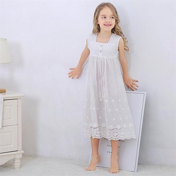 Toddle Girl White Nightdress Princess Dress Bambini Pigiami Camicie da notte Per bambini Notte Pizzo Sleeping 220426