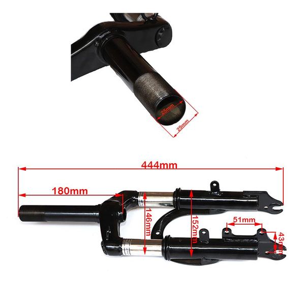 Teile 10 Zoll 12 Federung Vorderradgabel ist geeignet für Absorber von Motorrad Mountainbike Elektro Scooter262u