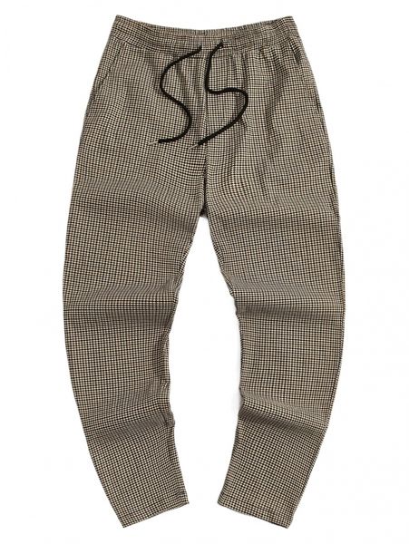

men houndstooth print drawstring waist pants z3hm#, Black