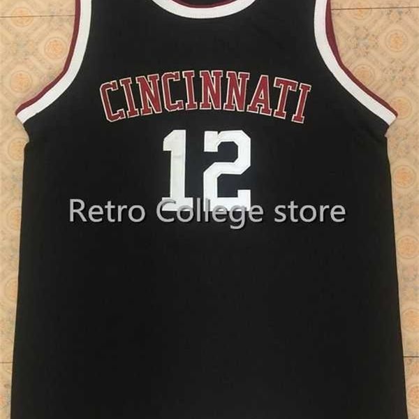 Xflsp maglia da basket nera 12 Oscar Robertson Cincinnati Bearcats cucita