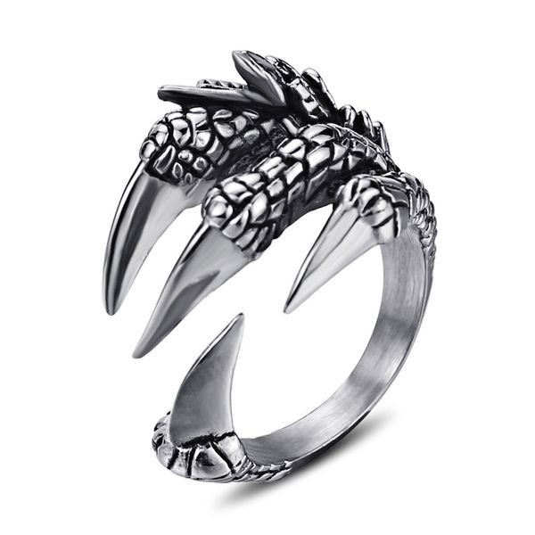 Anello da uomo in acciaio inossidabile con artiglio Vintage Open Cool Wild Dragon Claw Rings Gothic Punk Biker