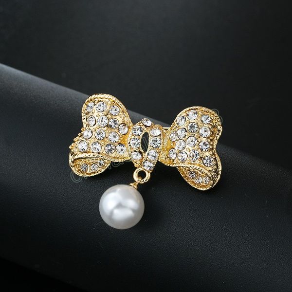 

fashion alloy rhinestone pearls bow brooches pin women suit coat corsage brooch wedding party jewelry accessories gifts, Gray