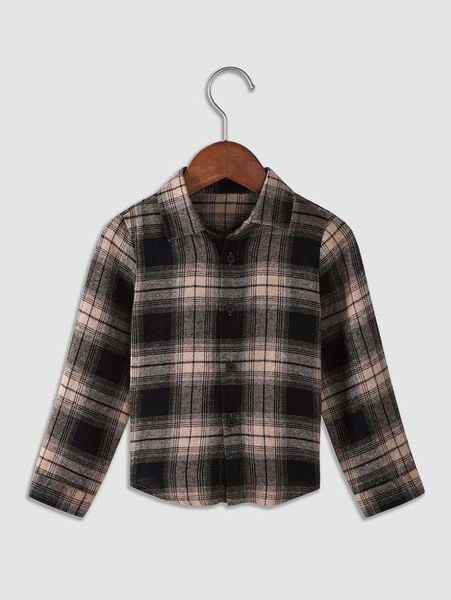 

little girl's check print front button up shirt she, White;black