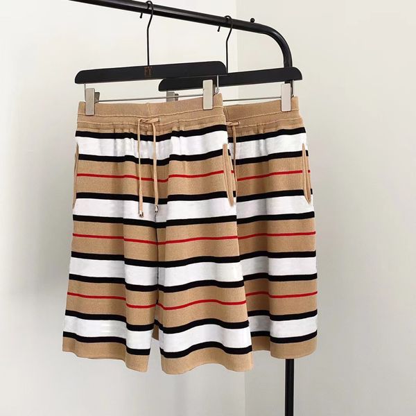 

men's shorts designer striped stylish knit straight leg shorts classic bur collection versatile men and women's style, White;black