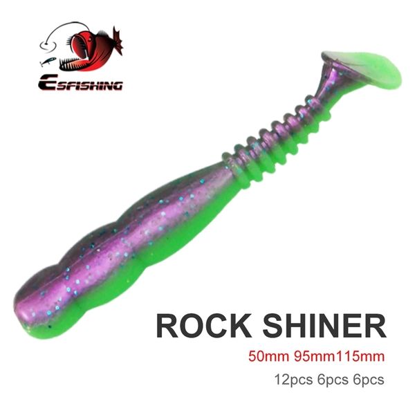 ESFISHING Rock Viber Shad 50mm 95mm 115mm Shiner Sea Soft Baits Pesca Silicone artificiale Isca Esche da pesca 220812