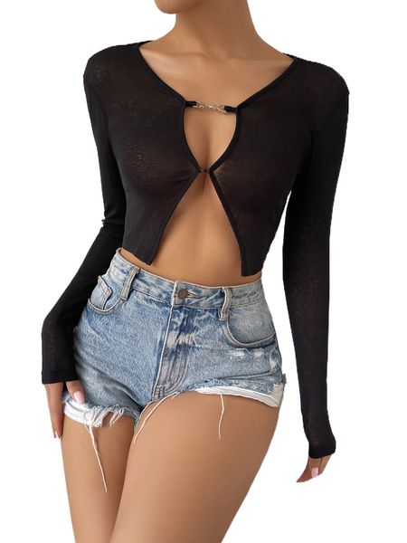 

metal detail split hem crop tee w4ye#, White