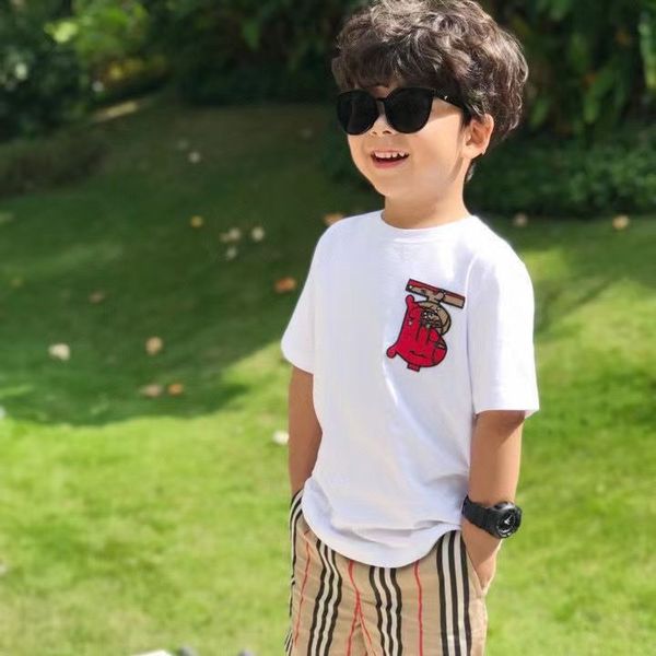 

fasion children t-shirts summer t-shirt short sleeve baby girls boys shirt child clother with letter pattern kids clothes tee 90-160 black w, Blue