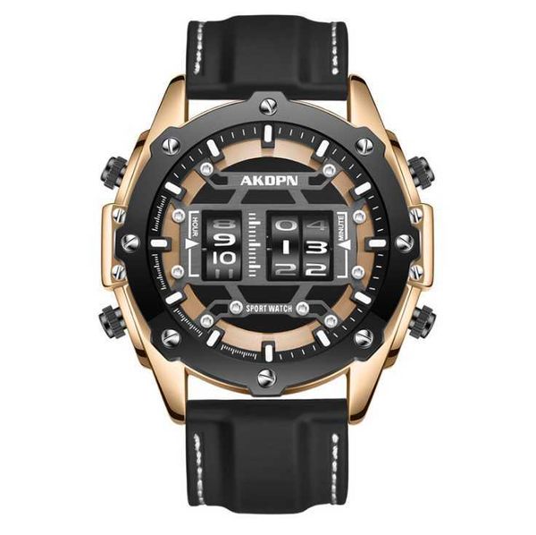 

unique personality akdpbn quartz watches domic big dial silicone stap mens watch creative roller design luminous wristwatches, Slivery;brown