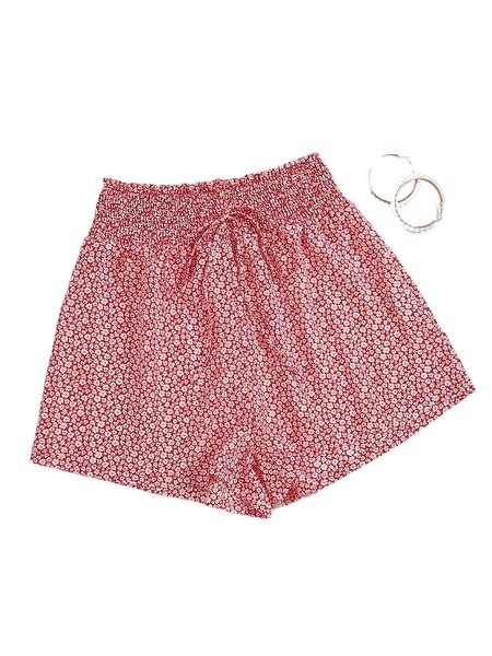

ditsy floral shirred knot waist shorts g0qx#, White;black