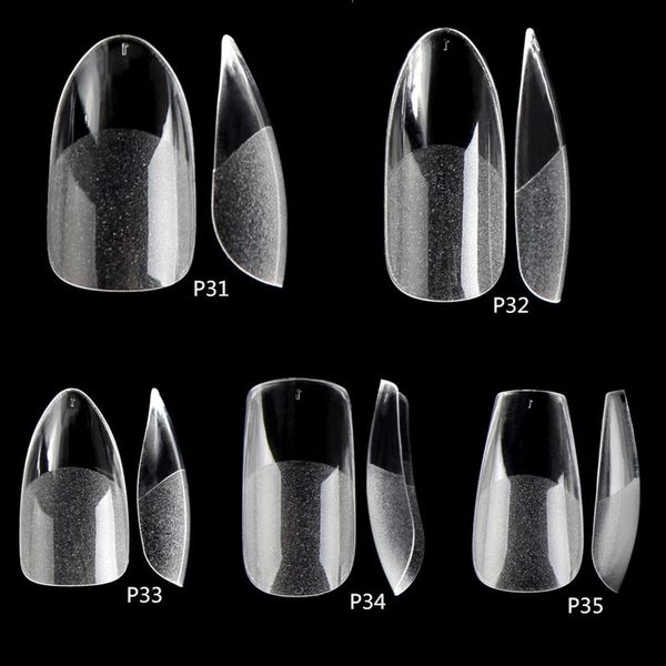 504pcs False Nails Suggerimenti acrilici Gel morbido Clear Art Matte sotto la falsa bara da bara stiletto su 220716