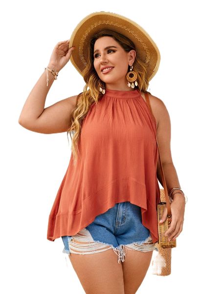 

plus keyhole back asymmetrical hem blouse s1wi#, Black