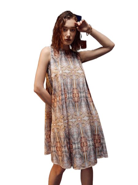 

x noreen allover print sleeveless tunic dress h9wp#, Black;gray