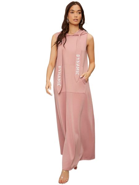 

letter graphic kangaroo pocket drawstring hooded dress w7z0#, Black;gray