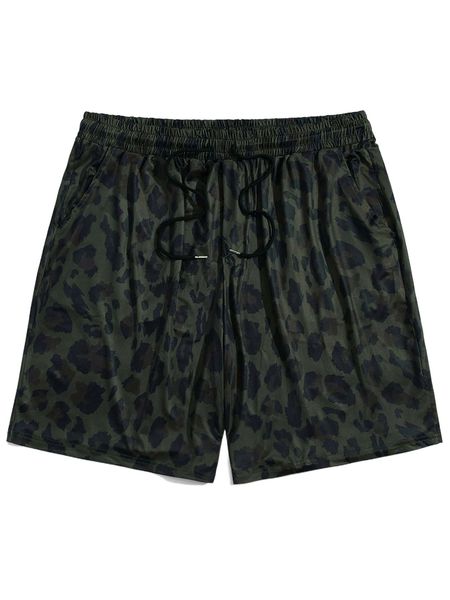 

men drawstring waist leopard print shorts f7wq#, White;black