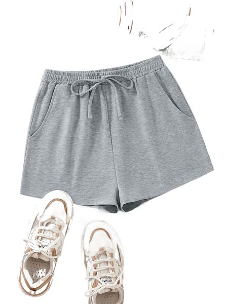 

solid drawstring waist shorts g2oq#, White;black