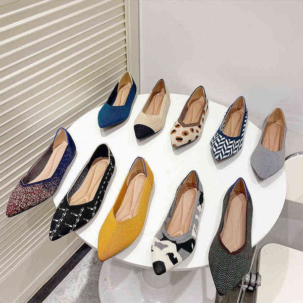 

women's casual shoes high heel princ single women's 2022 knitted flying woven egg roll doudou flat shoes, Black