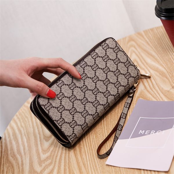

new printed long wallet zipper multi card position wallet hand grasp women's bags_model32nk, Brown;gray