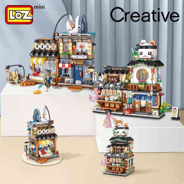 Loz Building Blocks японский стиль уличный вид Izakaya Mini Mini Маленькие частицы Собранные игрушки Puzzle Girl Boy J220624