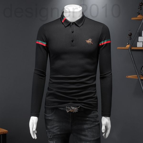 

men's polos designer 2022 new spring fashion men's casual long sleeve bottomed shirt t- lapel polo, White;black