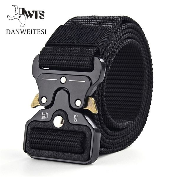 

dwts men belt metal male tactical mens belt military canvas belts big size outdoor sport tactical military nylon belts 220629, Black;brown