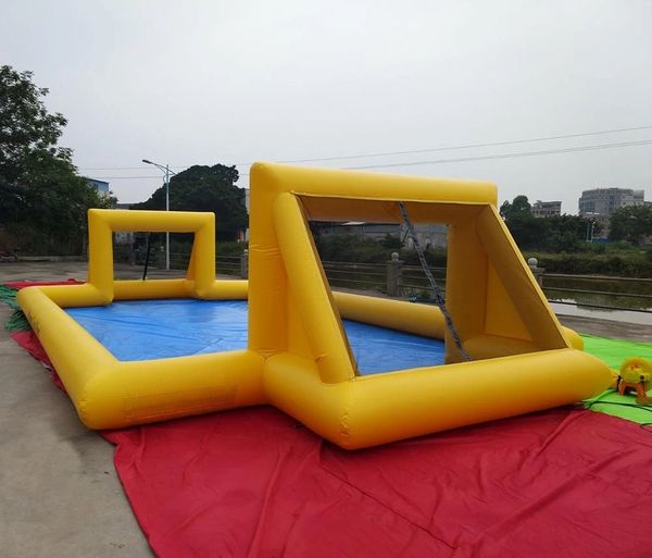 

custom outdoor games pvc material inflatable soap soccer football field venue football pitch stadium with blower 12x6x2.5m