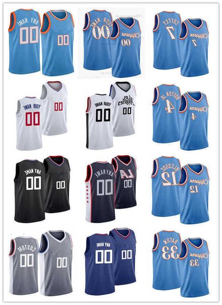 

75th custom men women youth la''clippers''nicolas 33 batum eric 12 bledsoe brandon 4 boston''amir 7 coffey bas, Black;red