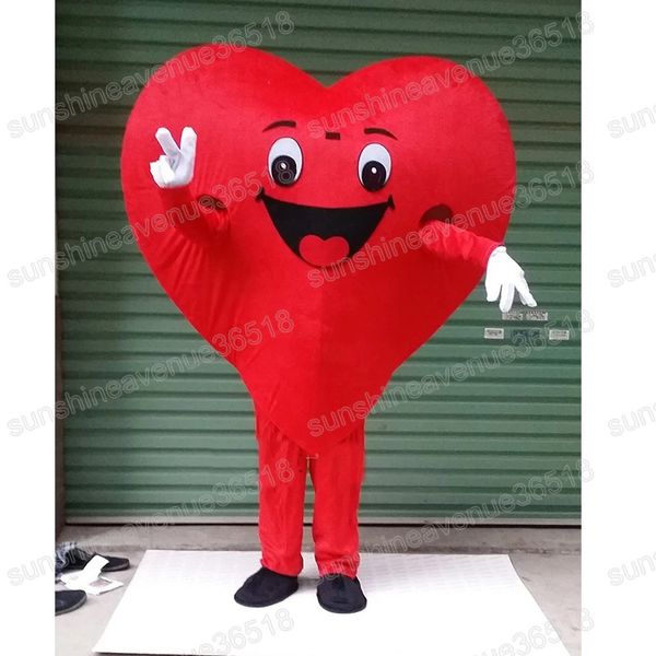 Costume della mascotte del cuore rosso di Halloween Personaggio a tema dei cartoni animati Carnevale Festival Vestito operato Natale Festa a tema all'aperto Vestito per adulti