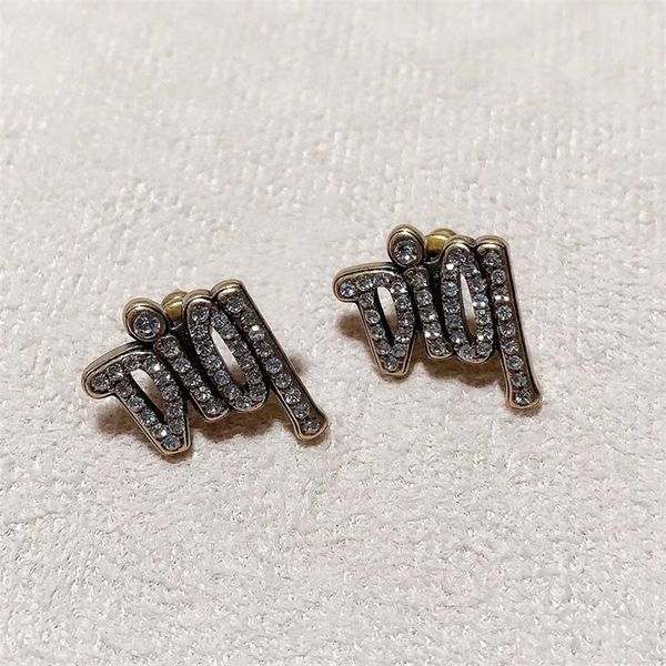 

jewelry online full diamond letter earrings old punk temperament simple female earrings, Golden