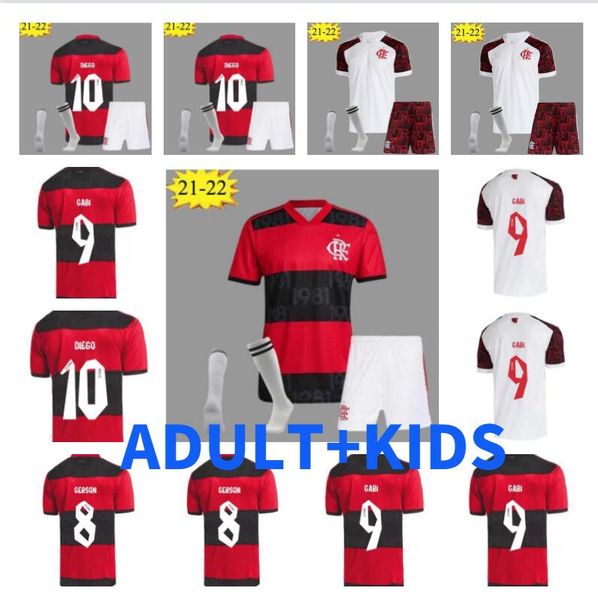 

flamengo club soccer jersey 2021 2022 brazils kit supercopa final guerrero diego vinicius jr camisa mengo gabriel b man kids football shirt, Black;yellow