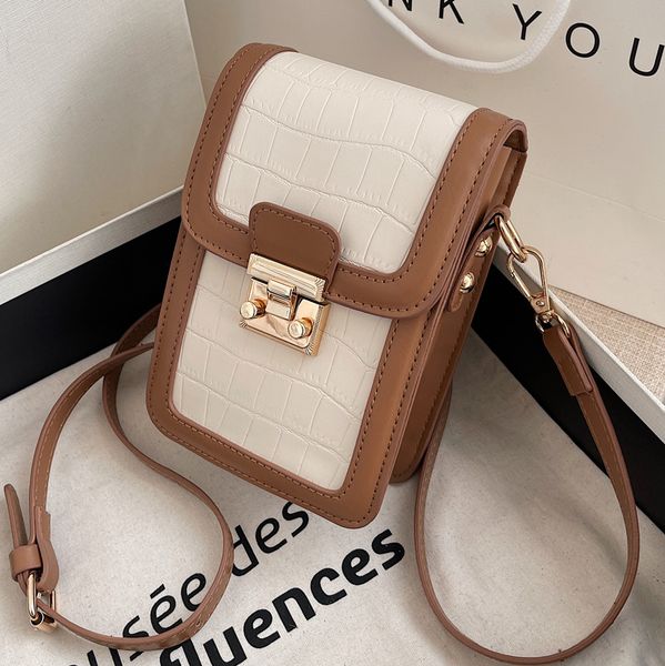 

designer bag flap crossbody bags with stitching color and metal buckle 17.5cm