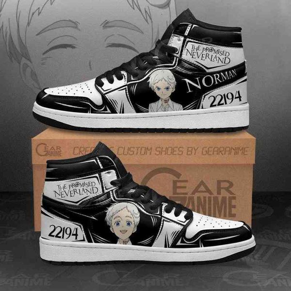 

norman the promised neverland sneakers custom anime shoes, Black